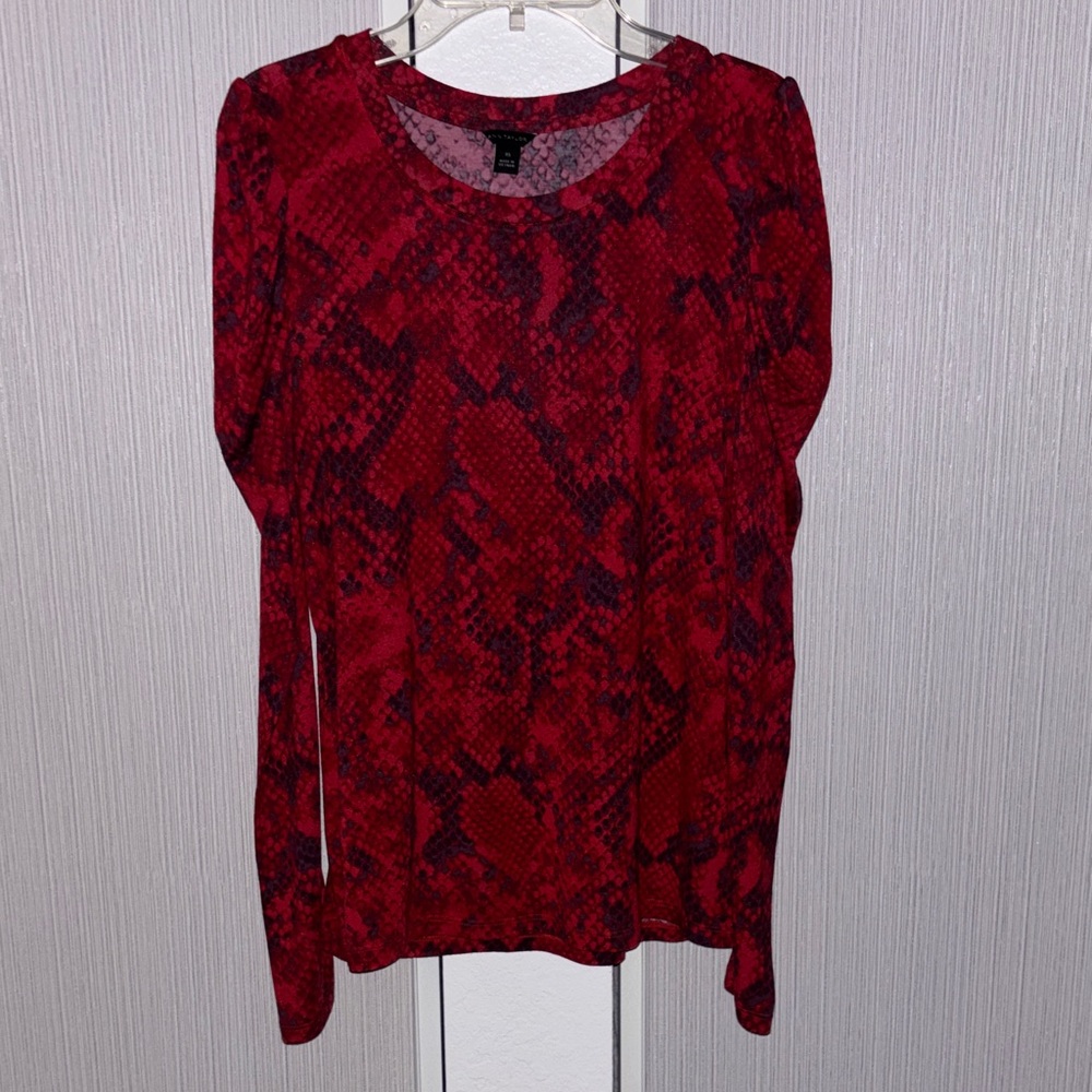 Ann Taylor Red Snake Print Top
